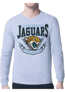 Starter Jacksonville Jaguars Grey Mesh 80s Logo Long Sleeve T Shirt