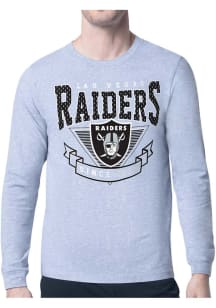 Starter Las Vegas Raiders Grey Mesh 80s Logo Long Sleeve T Shirt