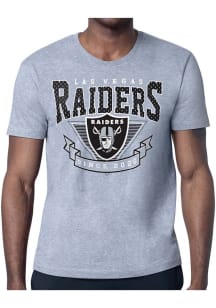 Starter Las Vegas Raiders Grey Mesh 80s Logo Short Sleeve T Shirt