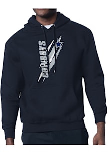 Starter Dallas Cowboys Mens Navy Blue Color Scratch Long Sleeve Hoodie