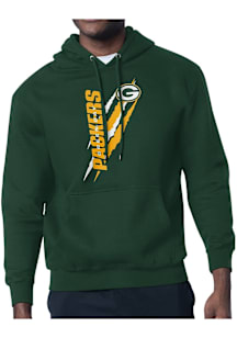 Starter Green Bay Packers Mens Green Color Scratch Long Sleeve Hoodie