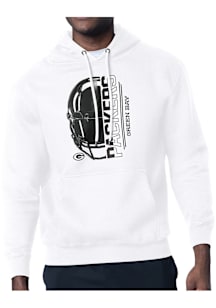 Starter Green Bay Packers Mens White Half Helmet Long Sleeve Hoodie