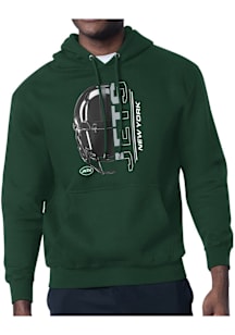 Starter New York Jets Mens Green Half Helmet Long Sleeve Hoodie