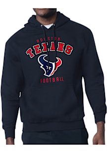 Starter Houston Texans Mens Navy Blue Logo Long Sleeve Hoodie