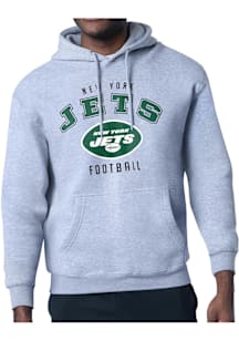Starter New York Jets Mens Grey Logo Long Sleeve Hoodie