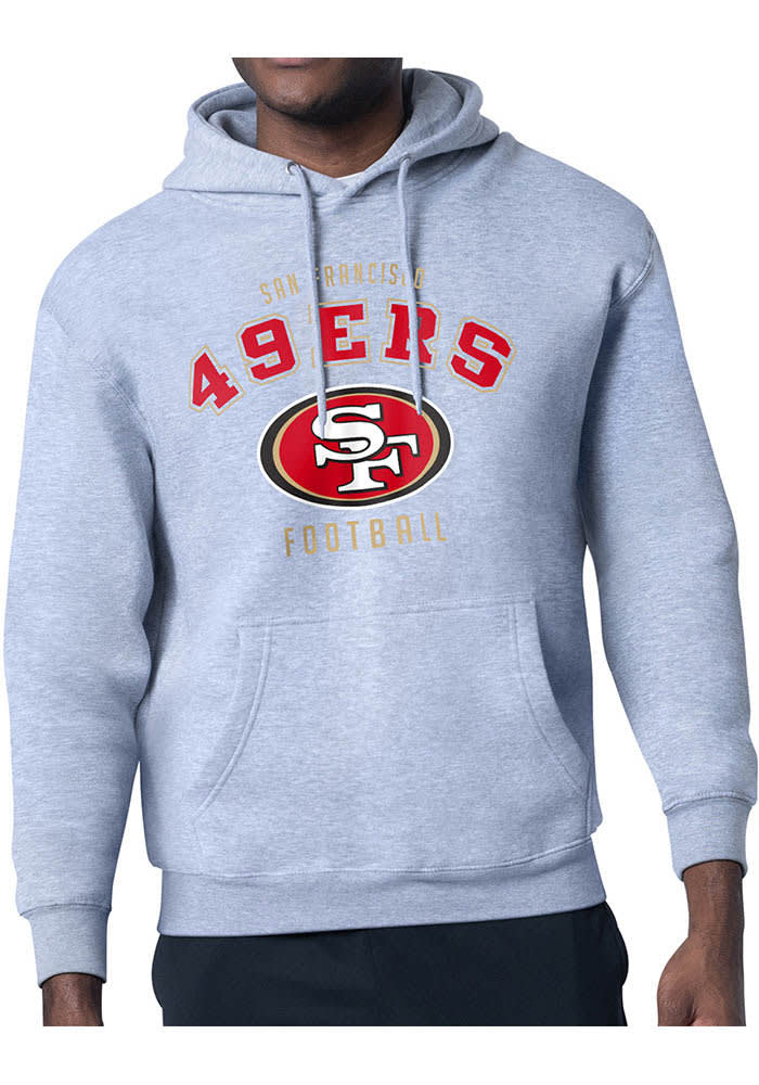 Starter San Francisco 49ers Mens HEATHER GREY Logo Hoodie