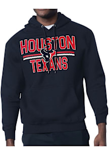 Starter Houston Texans Mens Navy Blue Mesh Logo Long Sleeve Hoodie