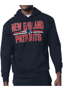 Starter New England Patriots Mens Navy Blue Mesh Logo Long Sleeve Hoodie