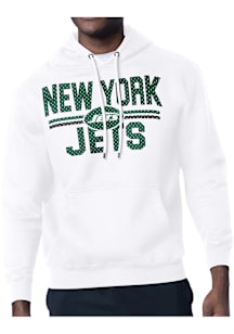 Starter New York Jets Mens White Mesh Logo Long Sleeve Hoodie