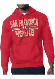 Starter San Francisco 49ers Mens Red Mesh Logo Long Sleeve Hoodie