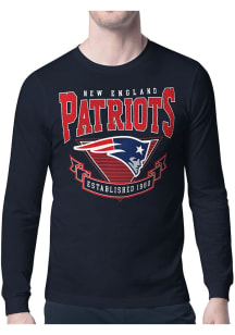 Starter New England Patriots Navy Blue Mesh 80s Logo Long Sleeve T Shirt