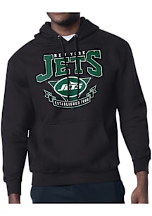 Starter New York Jets Mens Black Mesh 80s Logo Long Sleeve Hoodie