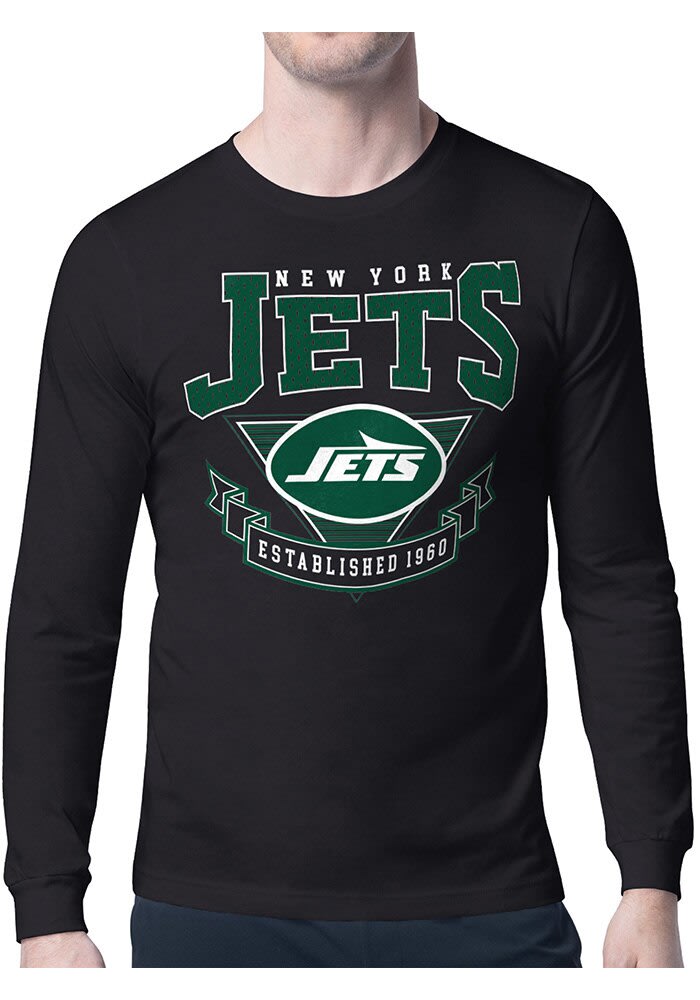 Starter New York Jets Mesh 80s Logo Long Sleeve T Shirt BLACK