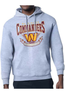 Starter Washington Commanders Mens Grey Mesh 80s Logo Long Sleeve Hoodie