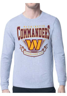 Starter Washington Commanders Grey Mesh 80s Logo Long Sleeve T Shirt