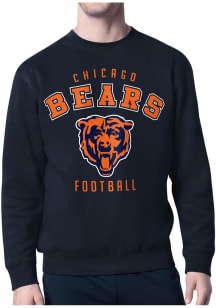 Starter Chicago Bears Mens Navy Blue Logo Long Sleeve Crew Sweatshirt