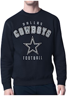 Starter Dallas Cowboys Mens Navy Blue Logo Long Sleeve Crew Sweatshirt