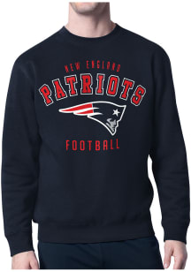 Starter New England Patriots Mens Navy Blue Logo Long Sleeve Crew Sweatshirt