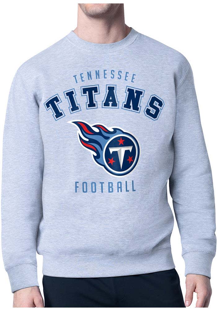 Starter Tennessee Titans Mens HEATHER GREY Logo Crew Sweatshirt