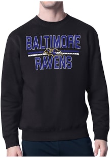 Starter Baltimore Ravens Mens Black Mesh Logo Long Sleeve Crew Sweatshirt