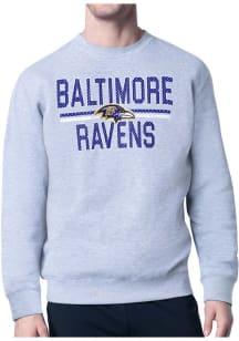 Starter Baltimore Ravens Mens Grey Mesh Logo Long Sleeve Crew Sweatshirt