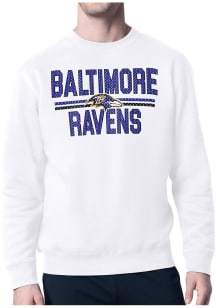 Starter Baltimore Ravens Mens White Mesh Logo Long Sleeve Crew Sweatshirt