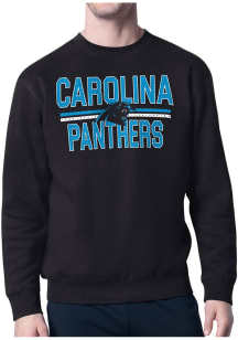 Starter Carolina Panthers Mens Black Mesh Logo Long Sleeve Crew Sweatshirt