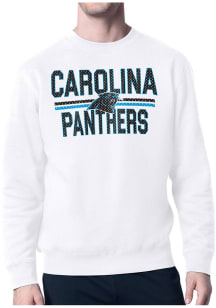 Starter Carolina Panthers Mens White Mesh Logo Long Sleeve Crew Sweatshirt