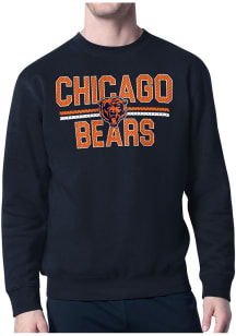 Starter Chicago Bears Mens Navy Blue Mesh Logo Long Sleeve Crew Sweatshirt