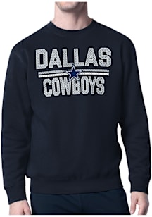 Starter Dallas Cowboys Mens Navy Blue Mesh Logo Long Sleeve Crew Sweatshirt