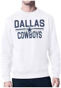 Starter Dallas Cowboys Mens White Mesh Logo Long Sleeve Crew Sweatshirt