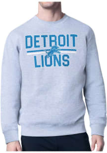 Starter Detroit Lions Mens Grey Mesh Logo Long Sleeve Crew Sweatshirt