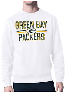Starter Green Bay Packers Mens White Mesh Logo Long Sleeve Crew Sweatshirt