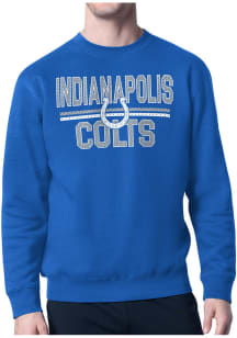 Starter Indianapolis Colts Mens Blue Mesh Logo Long Sleeve Crew Sweatshirt