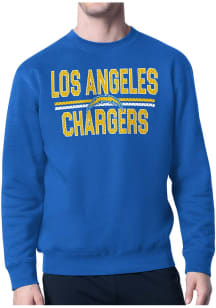 Starter Los Angeles Chargers Mens Blue Mesh Logo Long Sleeve Crew Sweatshirt