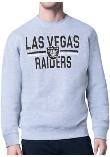 Starter Las Vegas Raiders Mens Grey Mesh Logo Long Sleeve Crew Sweatshirt