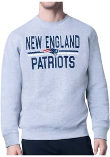 Starter New England Patriots Mens Grey Mesh Logo Long Sleeve Crew Sweatshirt