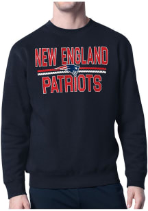 Starter New England Patriots Mens Navy Blue Mesh Logo Long Sleeve Crew Sweatshirt