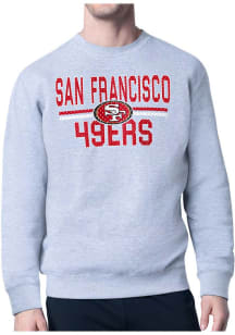 Starter San Francisco 49ers Mens Grey Mesh Logo Long Sleeve Crew Sweatshirt