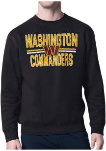 Starter Washington Commanders Mens Black Mesh Logo Long Sleeve Crew Sweatshirt