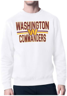 Starter Washington Commanders Mens White Mesh Logo Long Sleeve Crew Sweatshirt