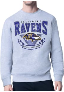 Starter Baltimore Ravens Mens Grey 80s Logo Long Sleeve Crew Sweatshirt