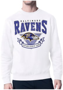 Starter Baltimore Ravens Mens White 80s Logo Long Sleeve Crew Sweatshirt