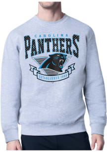 Starter Carolina Panthers Mens Grey 80s Logo Long Sleeve Crew Sweatshirt