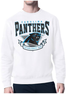 Starter Carolina Panthers Mens White 80s Logo Long Sleeve Crew Sweatshirt