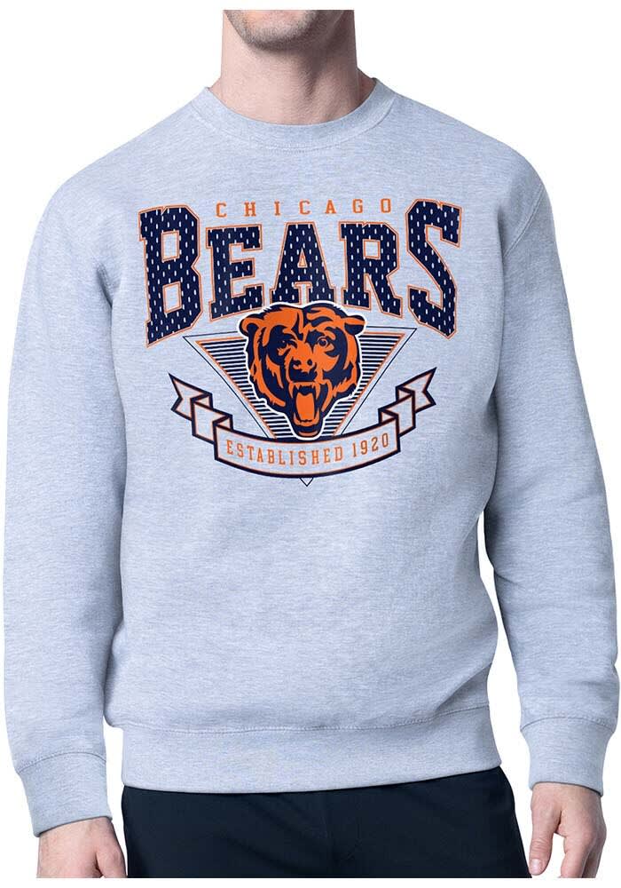 Starter Chicago Bears Mens HEATHER GREY 80s Logo Crew Sweatshirt