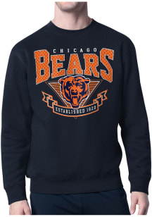 Starter Chicago Bears Mens Navy Blue 80s Logo Long Sleeve Crew Sweatshirt