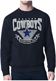 Starter Dallas Cowboys Mens Navy Blue 80s Logo Long Sleeve Crew Sweatshirt