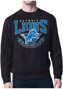 Starter Detroit Lions Mens Black 80s Logo Long Sleeve Crew Sweatshirt