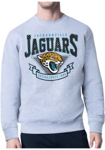 Starter Jacksonville Jaguars Mens Grey 80s Logo Long Sleeve Crew Sweatshirt